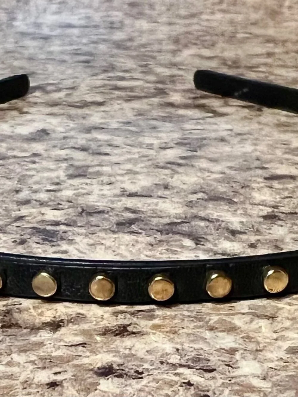 *NEW* {J.CREW} Women’s Gold Studded Black Leather Belt-Headband Set (Size Small) - Picture 6 of 8